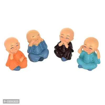 Great Art Polyresin Lord Buddha Monk Car Dashboard Figurine, 2.5 x 1.77, Multicolour, 4 Piece-thumb2