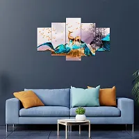 Great Art Wall Scenery for Living Room | Painting for Wall Decoration | Wedding Gift for Couples | 3D Painting for Bedroom | Scenery for Wall With Frames | Abstract Painting Set of 5 (75x43 cm)C410-thumb1