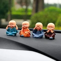 Polyresin Buddha Idol Decorative Showpiece Little Baby Monk Buddha Set of 4 Pcs Lord Buddha Idol (Multicolour)-thumb1