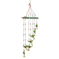 Great Art Parrot Door Hanging Green Gota Wood Windchime(Parrot Wind Chimes -3)-thumb1