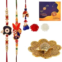 Great Art Rakhi Gift for Brother [Gift Combo - |Rakhi Bhaiya Bhabhi Set with Showpiece for Home Decor Fengshui Vastu Tortoise (3 Rakhi Set with Showpiece)-805-3-thumb1