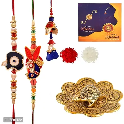 Great Art Rakhi Gift for Brother [Gift Combo - |Rakhi Bhaiya Bhabhi Set with Showpiece for Home Decor Fengshui Vastu Tortoise (3 Rakhi Set with Showpiece)-805-3-thumb2