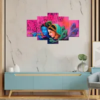 Great Art Wall Scenery for Living Room | Painting for Wall Decoration | Wedding Gift for Couples | 3D Painting for Bedroom | Scenery for Wall With Frames | Abstract Painting Set of 5 (75x43 cm)K104-thumb3