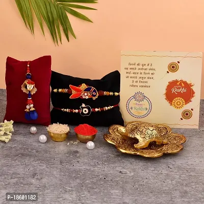 Great Art Rakhi Gift for Brother [Gift Combo - |Rakhi Bhaiya Bhabhi Set with Showpiece for Home Decor Fengshui Vastu Tortoise (3 Rakhi Set with Showpiece)-805-3