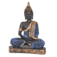 Great Art ?Polyresin Sitting Buddha Idol Statue Showpiece for Home Decor Diwali Decoration and Gifting,Blue White Black, 23CM 1Piece-thumb1