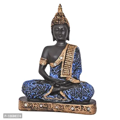 Great Art ?Polyresin Sitting Buddha Idol Statue Showpiece for Home Decor Diwali Decoration and Gifting,Blue White Black, 23CM 1Piece-thumb2