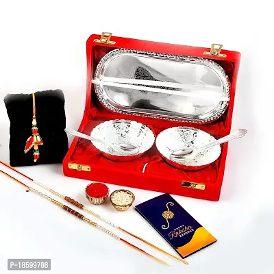 Great Art Design Rakhi for Rakshabandhan | Rakhi for Brother | Rakhi | Rakhi Combo | Set of 3 Rakhi | Rakhi Gift | Roli Chawal | Greeting Card and?Bowl Set with Velvet Gift Box-GADH-02-857-thumb2