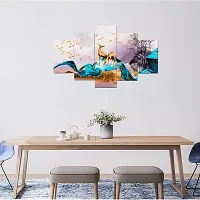 Great Art Wall Scenery for Living Room | Painting for Wall Decoration | Wedding Gift for Couples | 3D Painting for Bedroom | Scenery for Wall With Frames | Abstract Painting Set of 5 (75x43 cm)C410-thumb3