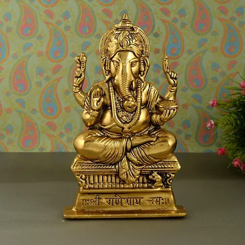 Great Art Metal Hindu God Ganesha/Ganpati or Chair Idol Sculpture (Medium)