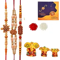 Great Art Rakhi Gift for Brother, Rakhi with Lord Ganesha Idol Combo Set | Best Rakhi for Brother | Pack of 5 (3 Rakhi, 1 Ganesh Idol, 1 Greeting Card, 1 Roli Chawal Pack)-100-1-thumb1