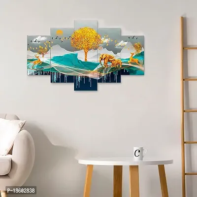 Great Art Wall Decoration - Set Of 5, 3d Wall Decor Paintings with Frame for Home Decoration - Paintings for Living Room-D4 (75 CM X 43 CM,Multicolor) Set OF 5