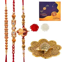 Great Art Rakhi for Brother and bhabhi with Gift Combo Set -| Rakhi Bhaiya Bhabhi Set with Tortoise Vastu Feng Shui for Good Luck Showpiece (3 Rakhi Set with Tortoise Vastu Set)-804-2-thumb1