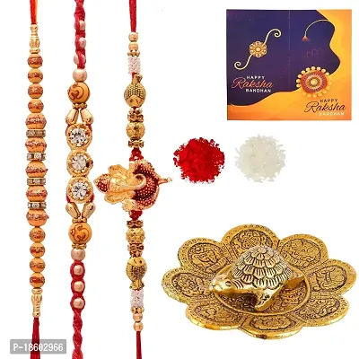 Great Art Rakhi for Brother and bhabhi with Gift Combo Set -| Rakhi Bhaiya Bhabhi Set with Tortoise Vastu Feng Shui for Good Luck Showpiece (3 Rakhi Set with Tortoise Vastu Set)-804-2-thumb2