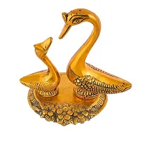 Great Art Love Birds swan Set Pair of Kissing Duck Metal Statue, Romantic Gift for Girl Friend, Decoration Idol for Showcase,Table, Animal Showpiece Figurines Gift Article-thumb2