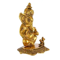 Great Art Metal Lord Ganesh Idol, 6.5 x 5 x 2.5 Inches, Golden-thumb2