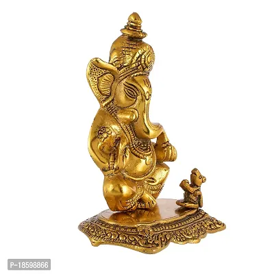 Great Art Metal Lord Ganesh Idol, 6.5 x 5 x 2.5 Inches, Golden-thumb3