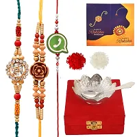 Great Art Rakhi for Brother with Rakhi Gift Combo for Brother Best Gift for Bhaiya Bhabhi + Singal Bowl Set with Awesome Gifts Box + 3 Rakhi Set of +Roli Chawal + Free Rakhi Card-1200-3-thumb1