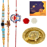 Great Art Rakhi for Brother and bhabhi with Gift Combo Set -| Rakhi Bhaiya Bhabhi Set with Tortoise Vastu Feng Shui for Good Luck Showpiece (3 Rakhi Set with Tortoise Vastu Set)-804-3-thumb1