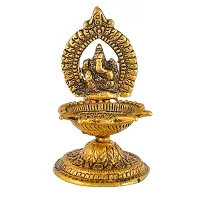 Great Art Aluminum Gold Plated Five Face Ganesh Diya for Home and Office Temple Metal Table Diya | (Height: 4.5 inch)-thumb1