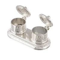 Great Art Zinc Kumkum Box (Sliver_4.3 Inch X 1.1 Inch X 1.9 Inch), Metal, White-thumb2