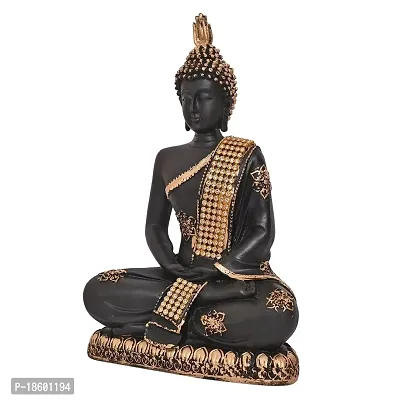 Great Art ?Polyresin Sitting Buddha Idol Statue Showpiece for Home Decor Diwali Decoration and Gifting,Gold Black, 23CM 1Piece-thumb3