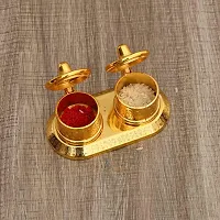 Great Art Rakhi Gift for Brother [Gift Combo - |Rakhi Bhaiya Bhabhi Set with Metal Chandan Roli Kumkum Chawal Box (3 Rakhi Set with Double Sindoor Dani)-903-4-thumb2