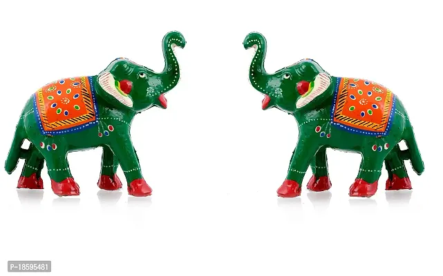 Great Art Ethnic Indian Paper Mashe Elephant Showpiece Home, Office, Table D?cor 2 Piece-GADH-6120