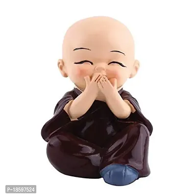 Polyresin Buddha Idol Decorative Showpiece Little Baby Monk Buddha Set of 4 Pcs Lord Buddha Idol (Multicolour)-thumb3