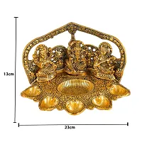 Great Art Laxmi Ganesh Saraswati Idol Diya Oil Lamp Deepak - Metal Lakshmi Ganesha Showpiece Statue - Traditional Diya for Diwali Puja - Diwali Home Decoration Items Gifts-thumb4