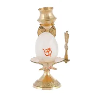 Great Art Shiva Lingam Abhishek Patra with Trishul and Nag Metal Showpiece, White-thumb1