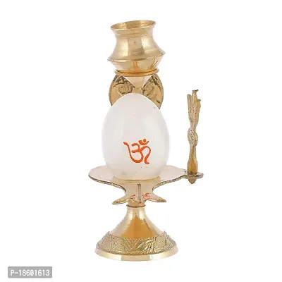 Great Art Shiva Lingam Abhishek Patra with Trishul and Nag Metal Showpiece, White-thumb2