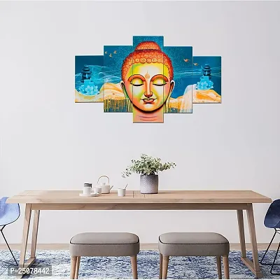 Great Art Buddha Paintings for Living Room | Painting for Wall Decoration | 3D Wall Art for Bedroom | Gautam Buddha Wall Painting Set of 5 (75x43 Cm)B201-thumb4