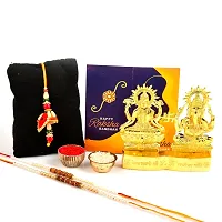 Great Art Rakhi Gift Hamper for Brother - Gold Plated Ganesha Lakshmi Set for Gifting and Rakhi Combo Gift Set with Tilak Material  Greeting Card-GA-022-11-thumb1