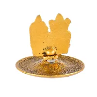 Great Art Metal Gold Laxmi Ganesh Hand Diya with for Pooja or as Puja Article Hath Deepak (3X3 inch, Gold,-thumb4