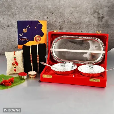 Great Art Design Rakhi for Rakshabandhan | Rakhi for Brother | Rakhi | Rakhi Combo | Set of 3 Rakhi | Rakhi Gift | Roli Chawal | Greeting Card and?Bowl Set with Velvet Gift Box-GADH-02-857-thumb0