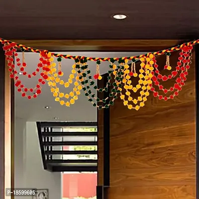 Great Art Handmade Cotton Multicolour Toran/bandarbar/bandarwal for Main Door/Temple Door Ethnic Bandarwal Wall Hanging - Diwali Decoration Items for Home(Size 88 x 1.5 cm)