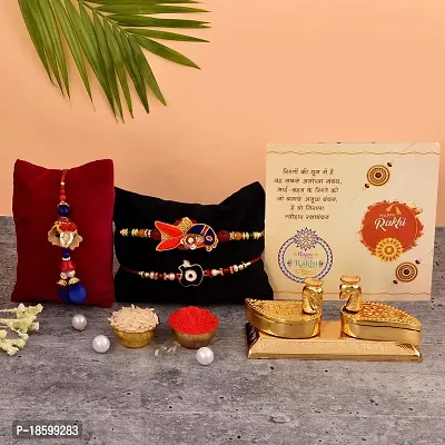 Great Art Rakhi Gift for Brother with Rakhi Gift Combo for Brother Best Gift for Bhaiya Bhabhi + Rakhi with kumkum Box + Rakhi Set of-3 +Roli Chawal + Free Rakhi Card-GA-023-62-thumb0