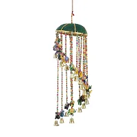 Great Art Handicraft Tokri Elephant Hanging with Bell and Elephant/Jhoomer/Latkan Wind Chimes-thumb2