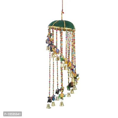 Great Art Handicraft Tokri Elephant Hanging with Bell and Elephant/Jhoomer/Latkan Wind Chimes-thumb3