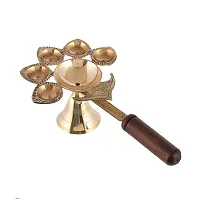 Great Art Panch Aarti Brass Diya Oil Lamp Jyoti Puja - Metal Panch Arti Diya for Diwali Pooja - Diya for Puja and Festival Decoration - Diwali Decoration Items for Home-thumb4