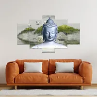 Great Art Buddha Paintings for Living Room | Painting for Wall Decoration | 3D Wall Art for Bedroom | Gautam Buddha Wall Painting Set of 5 (75x43 Cm)B207-thumb2