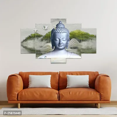 Great Art Buddha Paintings for Living Room | Painting for Wall Decoration | 3D Wall Art for Bedroom | Gautam Buddha Wall Painting Set of 5 (75x43 Cm)B207-thumb3