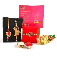 Great Art Rakhi Gift for Brother with Rakhi Gift Combo for Brother Best Gift for Bhaiya Bhabhi + Rakhi with kumkum Box + Rakhi Set of-3 +Roli Chawal + Free Rakhi Card-GA-022-47-thumb1