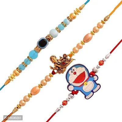 Great Art Rakhi for Brother and Bhabhi with Ganesh Idol Combo Set |Combo of 5 (1 Ganesh Idol, 1 Lumba, 1 Rakhi, 1 Roli Chawal Pack, 1 Greeting Card)-101-6-thumb2