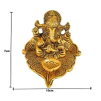 Great Art Ganesh Idol on Leaf - Lord Ganesha with Diya - Metal Hand Craved for Home Decorative Gift Puja Gifts Corporate-thumb4