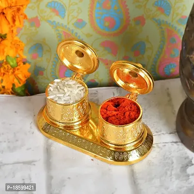 Great Art Beautiful Kumkum Chawal Box for Pooja, Traditional Leaf Styled Rajasthani Chopra | Kumkum/Roli Box | Sindoor Box (Style-4)-thumb0