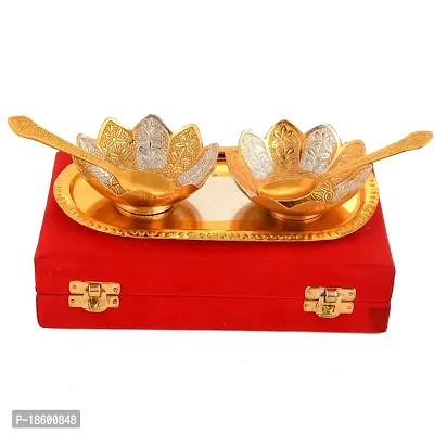 Great Art Rakhi for Brother and bhabhi with Gift Combo Set [Gift Combo - | Rakhi with German Silver Bowl Set with Velvet Box Set with Red Velvet Box (3 Rakhi Set with Bowl Set)-B2023B311-thumb4