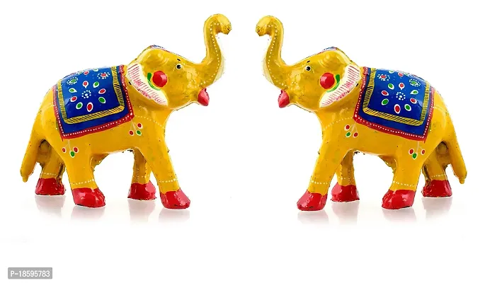 Great Art Ethnic Indian Paper Mashe Elephant Showpiece Home, Office, Table D?cor 2 Piece-GADH-6117