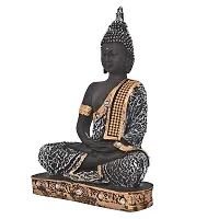 Great Art ?Polyresin Sitting Buddha Idol Statue Showpiece for Home Decor Diwali Decoration and Gifting Antique Silver, 23CM 1Piece-thumb2