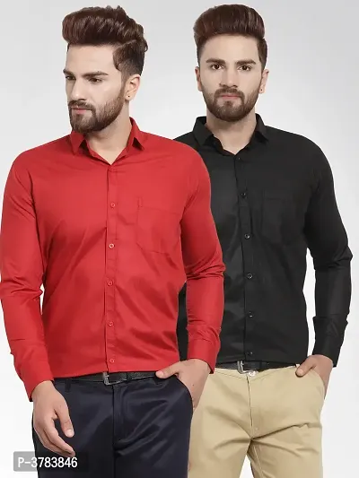Buy 1 Get 1 Free Men's Multicoloured Cotton Solid Regular Fit Formal shirts-thumb0